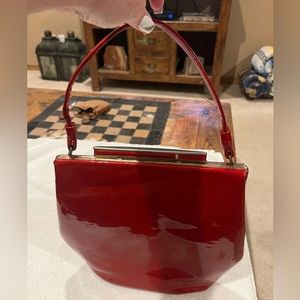 Vintage red patent leather handbag